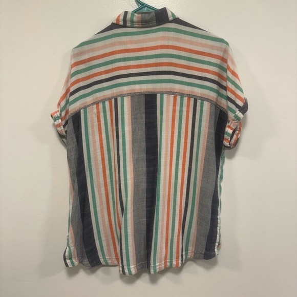 a.n.a Multicolor Striped beachy earthy casual Button-Down Shirt Size medium! - Picture 6 of 6